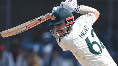 Australia's Travis Head plays a shot during the third day of the third Test against India at the Holkar Stadium in Indore. AFP