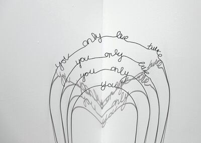 Fatima Uzdenova's 'You Only Live Twice, as part of Al Burda Endowment exhibition, at the 11th edition of Abu Dhabi Art. Reem Mohammed / The National