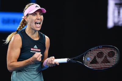 Angelique Kerber celebrates after beating Beatriz Haddad Maia at the Australian Open. EPA