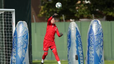 Liverpool goalkeeper Adrian during training at Melwood on Monday. Reuters