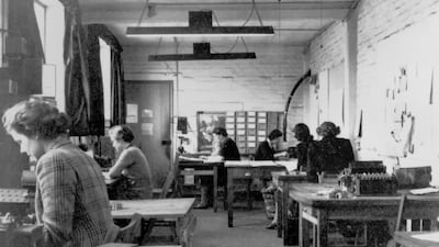 The machine room in hut 6 of Bletchley Park, Buckinghamshire, the British forces' intelligence centre during the Second World War. SSPL/Getty Images