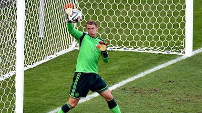 Goalkeeper Manuel Neuer of Germany saves a shot from Karim Benzema of France during the World Cup 2014 quarter final soccer match between France and Germany at Estadio do Maracana in Rio de Janeiro, Brazil, 04 July 2014. EPA/MARCUS BRANDT