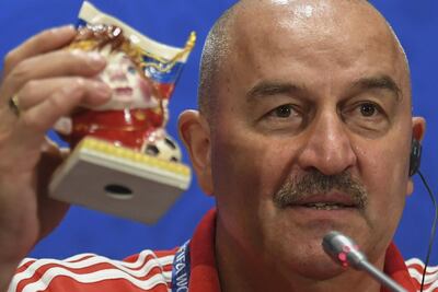Russia manager Stanislav Cherchesov and his much-heralded face furniture. AFP
