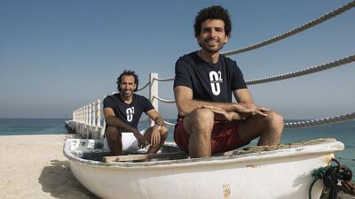 Professional triathlete Omar Nour, left, and adventurer Omar Samra will use the UAE as their base while training for the Atlantic Challenge, dubbed the world's toughest row. Courtesy O2