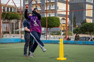 A bowler from Alsama Shatila in action. Matt Kynaston