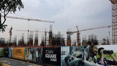 Ongoing construction at the Town Square project by Nshama at Al Qudra area in Dubai. Satish Kumar / The National