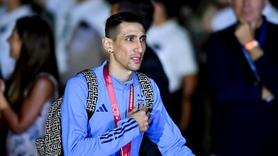 Argentina's Angel Di Maria arrives at the airport. Getty