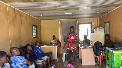 Mr Adeleye’s new makeshift shop, where he’s currently rebuilding his life, one step at a time