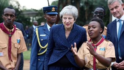 Theresa May last month in Kenya during an African tour to prepare for Britain's exit from the EU. Reuters