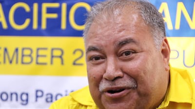 Nauru's President Baron Waqa attends a press conference after the Small Island States meeting in Aiwo on September 3, 2018, ahead of the start of the Pacific Islands Forum (PIF). AFP