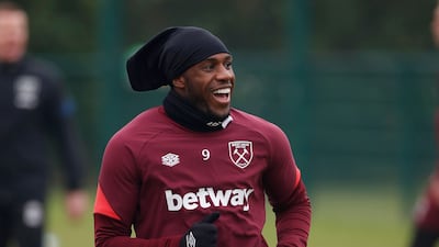 West Ham United striker Michail Antonio during training on the eve of their Europa League game against Rapid Vienna in Austria. Reuters