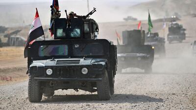 Iraqi security forces advancing towards Fayshkhabur border crossing in the Iraqi Kurdish autonomous region on October 26, 2017. Ahmad Al Rubaye