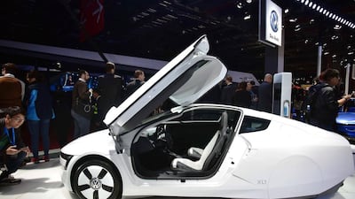 A VW XL1 concept car on display at the 16th Shanghai International Automobile Industry Exhibition. Johannes Eisele / AFP