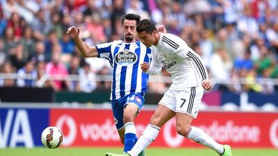 Cristiano Ronaldo shoots during Real Madrid's La Liga win over Deportivo la Coruna on September 20, 2014. David Ramos / Getty Images