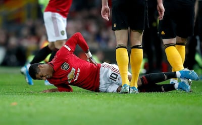 Manchester United's Marcus Rashford is set to miss the Liverpool game after injuring his back against Wolves in the FA Cup on Wednesday. PA