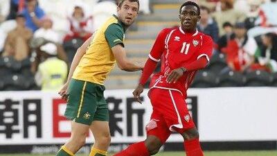 Ahmed Khalil, in action against Australia in an Olympic qualifier, has played for the senior team.