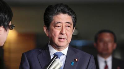 Japanese Prime Minister Shinzo Abe will visit the UAE on Sunday 29 April for meetings aimed at strengthening economic ties. Shin Kigeuchi / AP