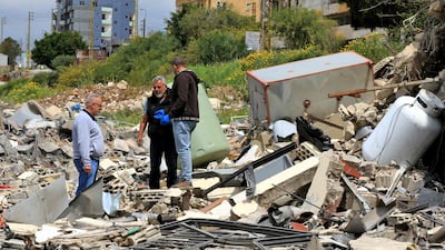 The rubble of a destroyed house in the Lebanese city of Nabatieh. AFP