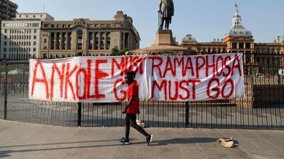 A message for the South African President at Church Square in Pretoria. AFP