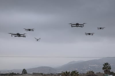 Drones take part in a military exercise over Spain. EPA