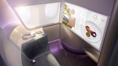 The Pure Skies Room will feature an in-flight entertainment system that can be fully synchronised with the passenger’s own devices. Courtesy PriestmanGoode