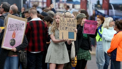 Students protest their concerns about climate inaction outside the offices of Simon Birmingham, a member of the Liberal Party in Adelaide, Australia. EPA