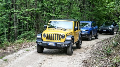 A trio of cars make their way to the test track.
