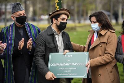 Former Afghan President Hamid Karzai also attended the unveiling of a commemorative plaque in honour of the late anti-Taliban commander. EPA