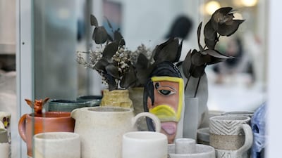 Ceramic pieces on display at the studio.