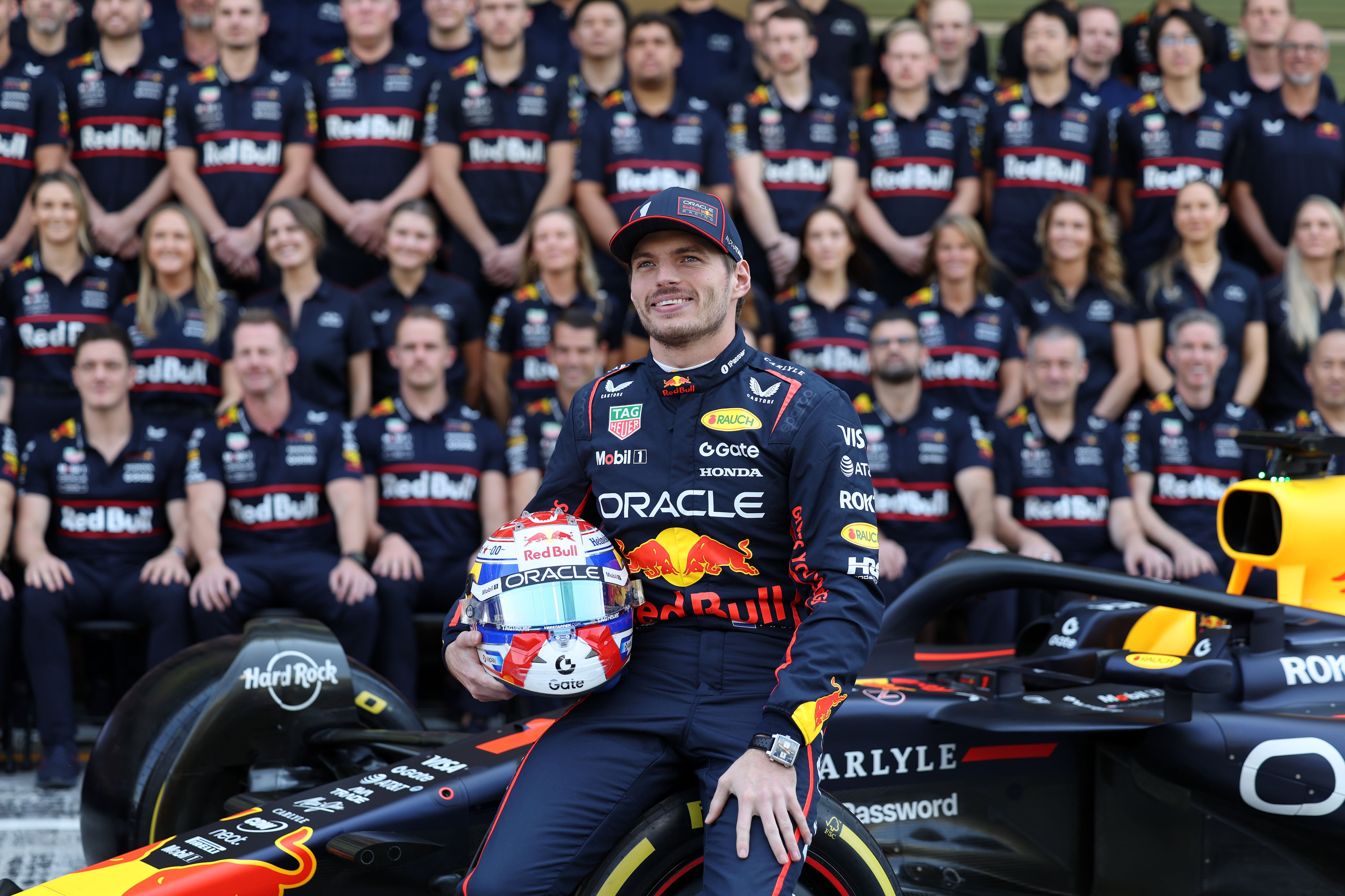 Red Bull driver Max Verstappen with the rest of the team in Abu Dhabi