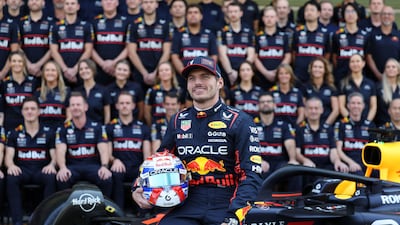 Red Bull driver Max Verstappen with the rest of the team in Abu Dhabi