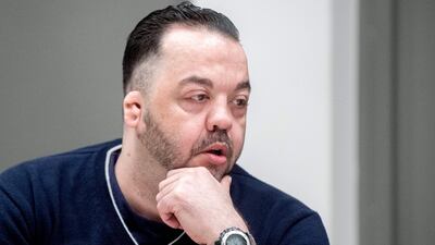 Former nurse Niels Hoegel, accused of killing more than 100 patients in his care, waits at court for his verdict at court in Oldenburg, northern Germany, on June 6, 2019. AFP