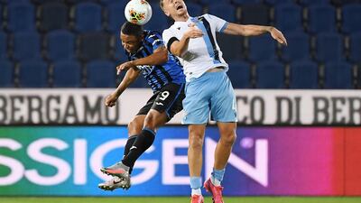 Atalanta's Luis Muriel in action with Lazio's Patric. Reuters
