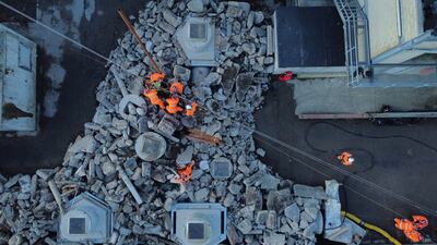 Fire service personnel undergo training at a new state-of-the-art training facility, in Sunderland, Tyne and Wear, on Wednesday. PA