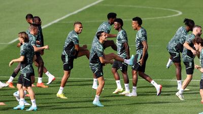 Real Madrid players during training. AFP