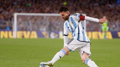 Lionel Messi of Argentina in action during a 2026 World Cup qualifier against Paraguay at Monumental stadium in Buenos Aires, Argentina, October 12, 2023. Argentina won 1-0 to make it three wins from three to start the qualifying campaign. EPA