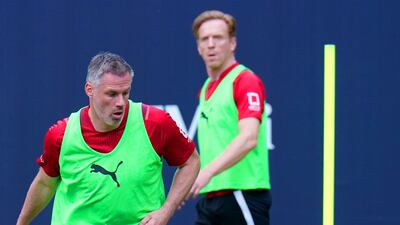 England's Jamie Carragher trains on Friday. PA