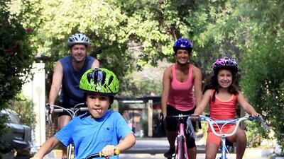 The Davies family make a point of exercising together at least once a week. Ravindranath K / The National