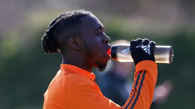 Aaron Wan-Bissaka of Manchester United has a drink. Getty