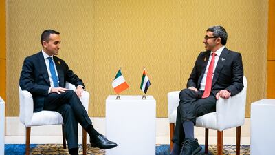 Mr Di Maio meets with Sheikh Abdullah bin Zayed, Minister of Foreign Affairs, in July last year. Photo: Ministry of Foreign Affairs