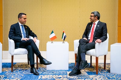 Luigi Di Maio, Italian foreign minister at the time, meeting Sheikh Abdullah bin Zayed, Minister of Foreign Affairs, in 2022. Photo: Wam