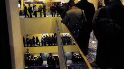 Thousands arrived at the Marriott Marquis hotel in midtown Manhatten on Thursday to meet recruiters for jobs as the US economy continues to drop and more and more people are unemployed.