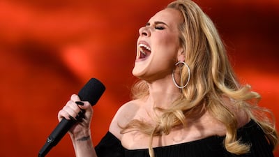 Adele sings on stage in Hyde Park. Getty Images