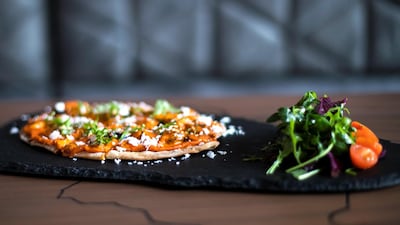 A red curry flatbread that is also vegan.