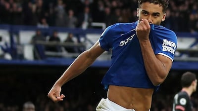 Everton's Dominic Calvert-Lewin celebrates scoring their second goal. Reuters