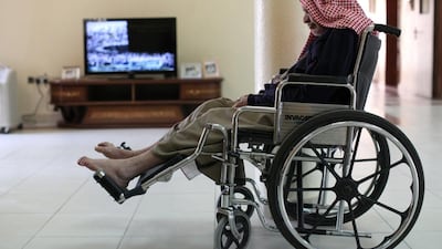 Caring for the elderly, such as this man in the Ajman Elderly Nursing Home, will be a growing issue in the UAE. Razan Alzayani / The National