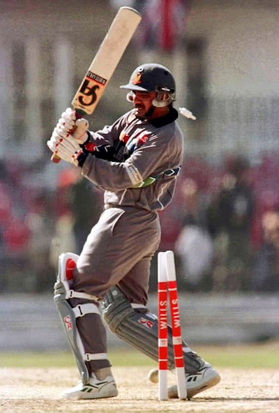 Saleem Raza batting for the UAE against England during the 1996 Cricket World Cup.