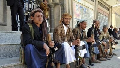 Gunmen loyal to the Shiite Houthis in Sanaa, Yemen on October 19, 2014. Saudi Arabia has warned the Shiite rebels, who have been making territorial gains in Yemen, it is 'ready to engage them' after the rebels seized a crossing point into the kingdom. Yahya Arhab/ EPA