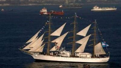 A Ghanaian court ordered the seizure of the 100-metre Argentinian naval vessel Libertad, above, on October 3. Ian Salas / EPA