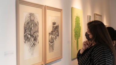 The exhibition brings together works of disparate mediums by 38 artists living in the UAE.